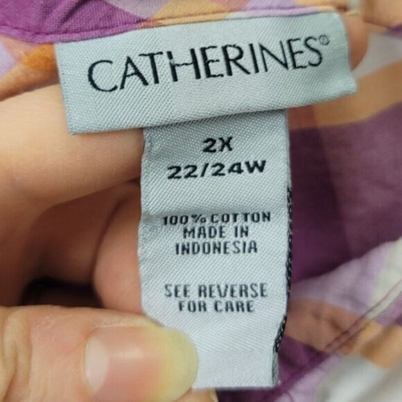 Catherines Womens Plaid‎ Country Button Up Top Size 2X Horse Girl Ranch Barn - Picture 4 of 9
